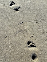 footprints in sand at Lincoln City