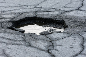 pothole in road