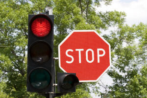 Red light with stop sign