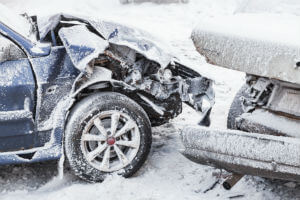 winter car crash private property