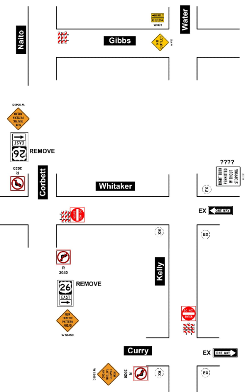 map of bridge blockage