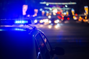 police car lights at night incident