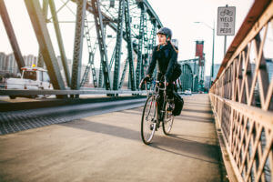 female bicycle commuter