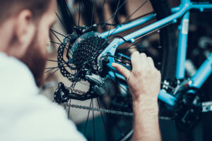 making repairs to a bicycle