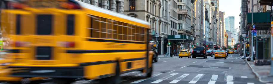 school bus in traffic